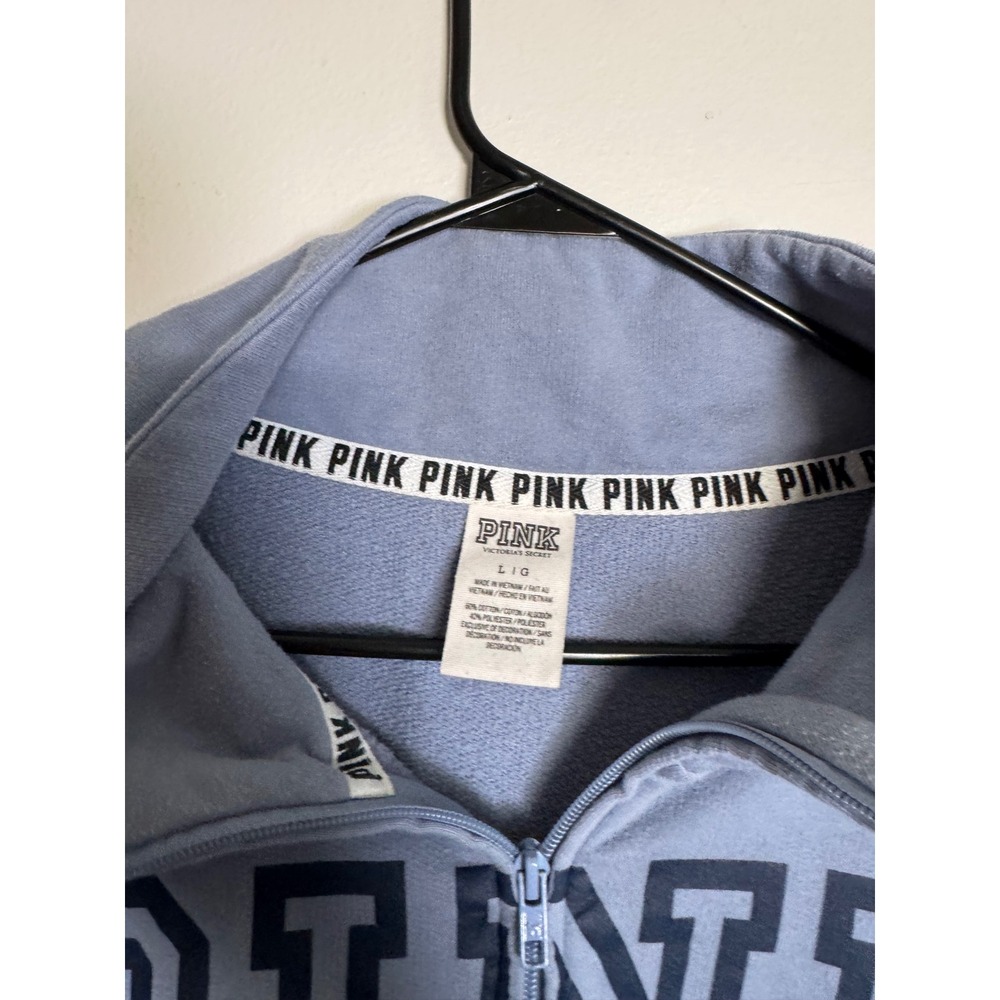 Pink Victoria's Secret Quarter Zip Pullover Sweatshirt Blue Colorblock Large - Picture 3 of 4